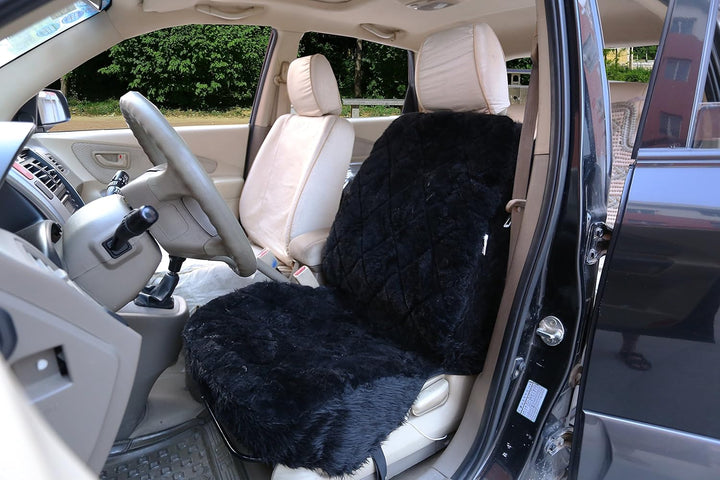 WOLTU Universal Lammfellbezug Auto Sitzbezug 100% Echtlammfell Vollbezug Vordersitzbezug, Feste Woll