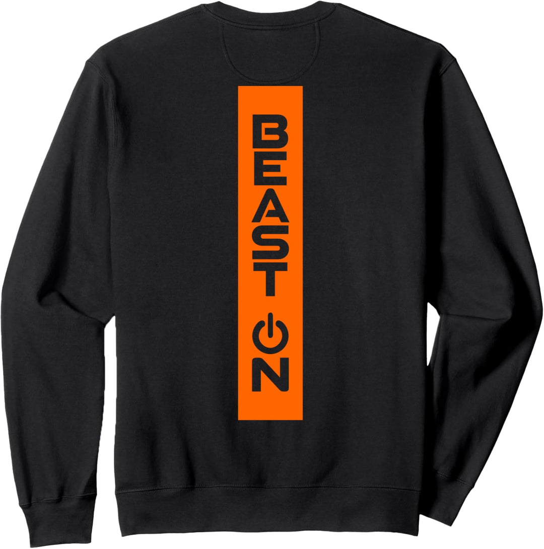 Beast ON Rücken Motiv orange Schrift Gym Fitness Motivation Sweatshirt