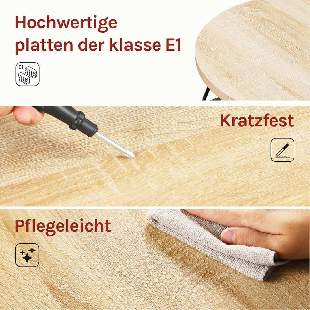 WOLTU Couchtisch 2er Set, Beistelltisch mit runder Tischplatte, Sofatisch mit hohlem Metallrahmen, W