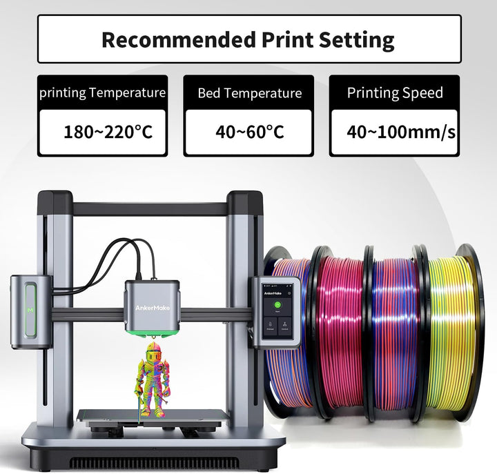 YOUSU Silk PLA 3D Drucker Filament Bundle, 1.75mm, Dreifarbig, Rot Blau Grün, Rosa, Gold, 3D Druck F
