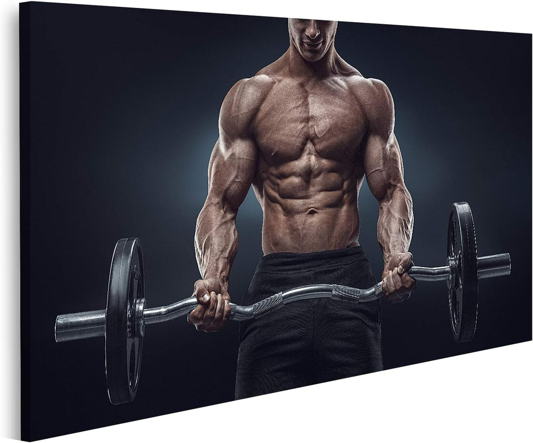 islandburner Bild auf Leinwand Closeup Portrait Muskulöser Mann Workout Bodybuilder Bilder Wandbilde