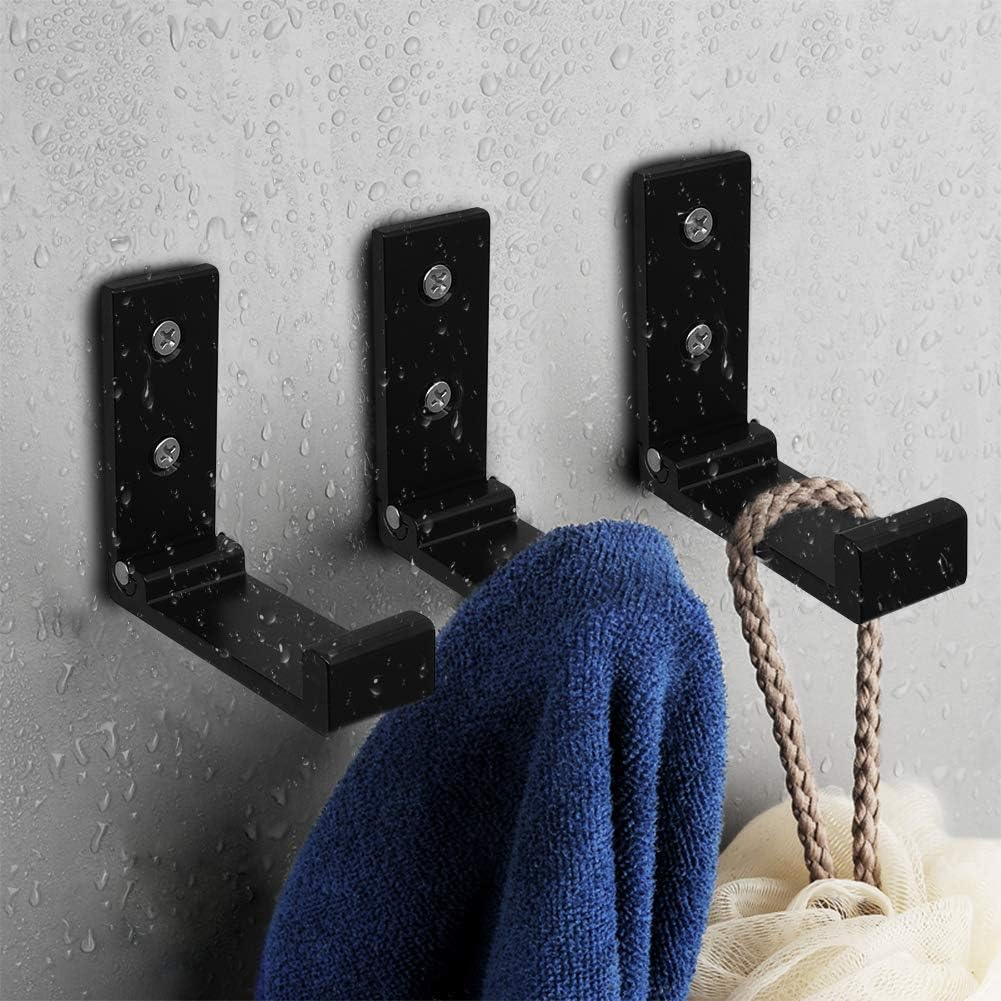 Pasking 10 Stück Faltbare Haken Wandhaken - Schwarz Falthaken Kleiderhaken Klappbar Klapphaken Garde