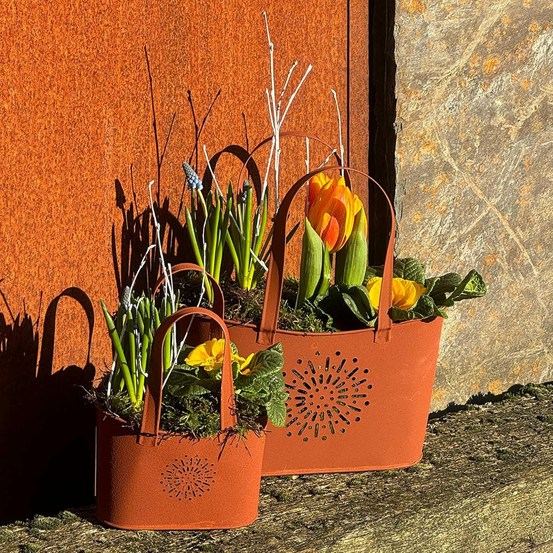 UNUS Garden Handtaschen 2er Set, Gartendeko Rostoptik, Roststecker aus Edelrost Metall, Rost Deko fü