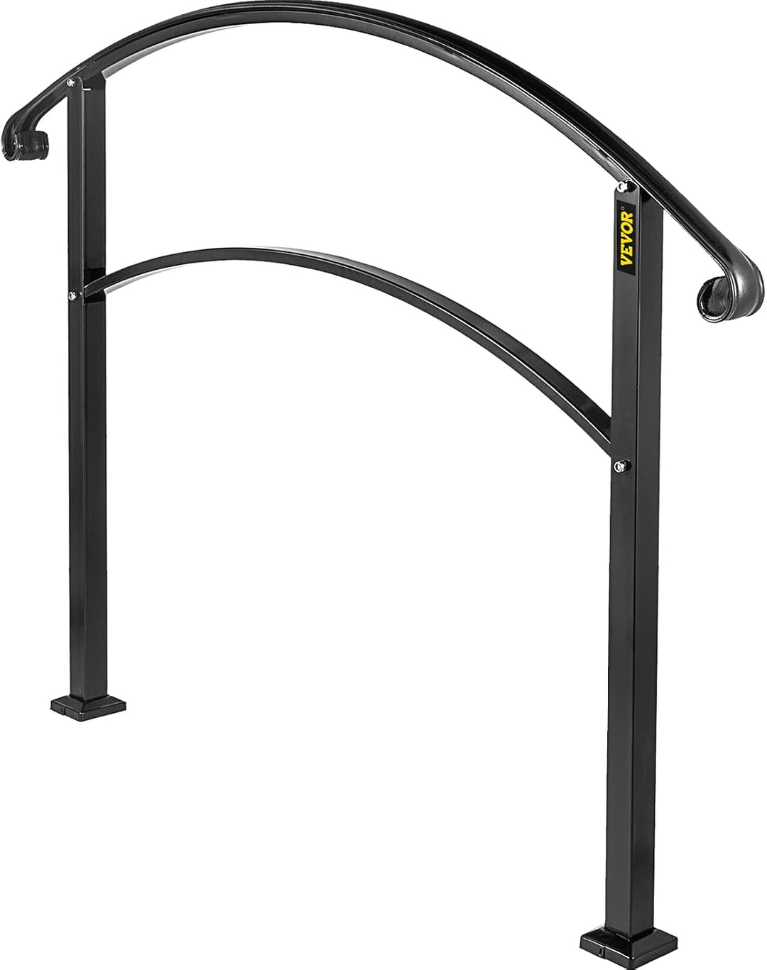 Happybuy 4-stufiger verstellbarer Handlauf passt 1 oder 4 Stufen Mattschwarze Treppenschiene schmied