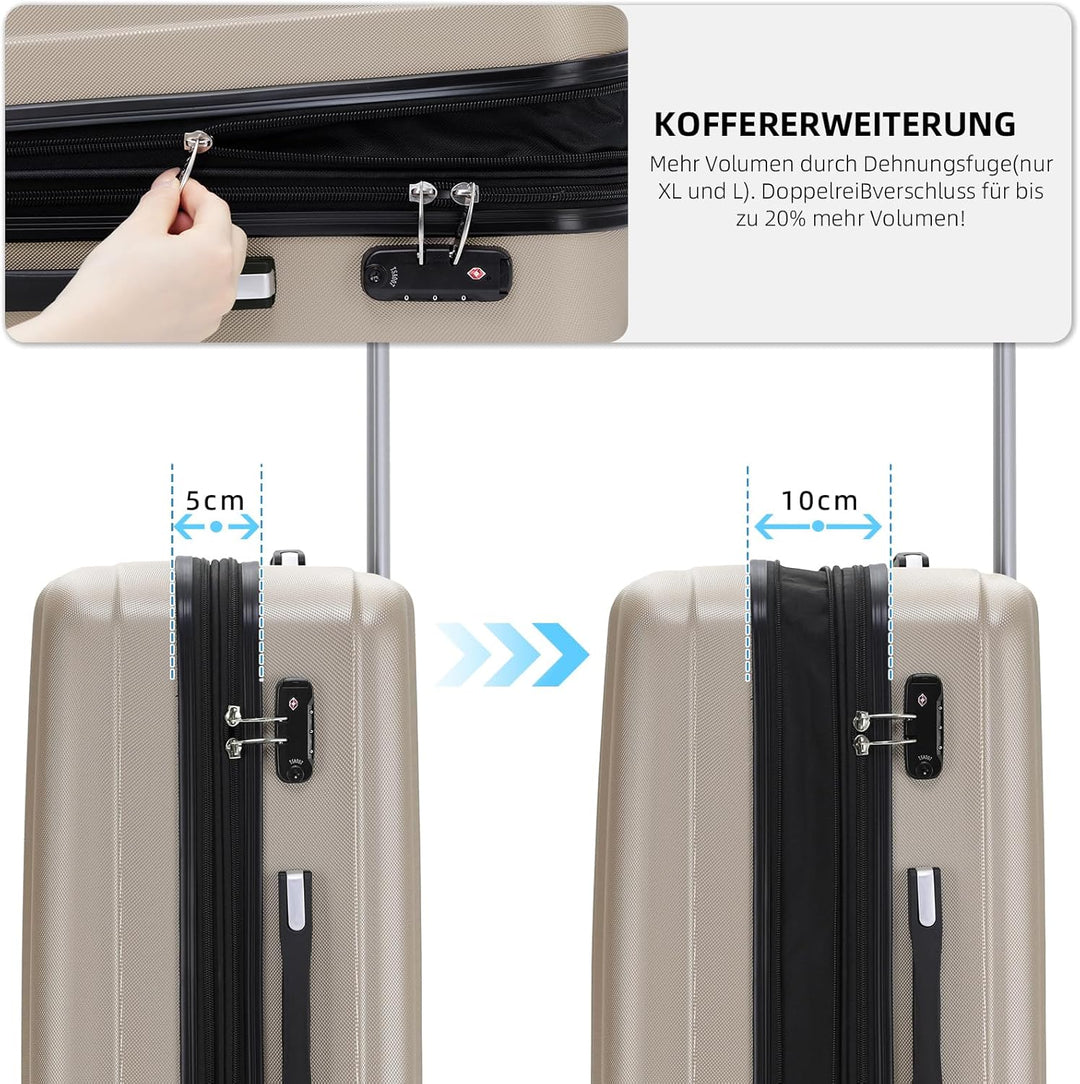 BEIBYE TSA-Schloss 2080 Hangepäck Zwillingsrollen neu Reisekoffer Koffer Trolley Hartschale Set-XL-L