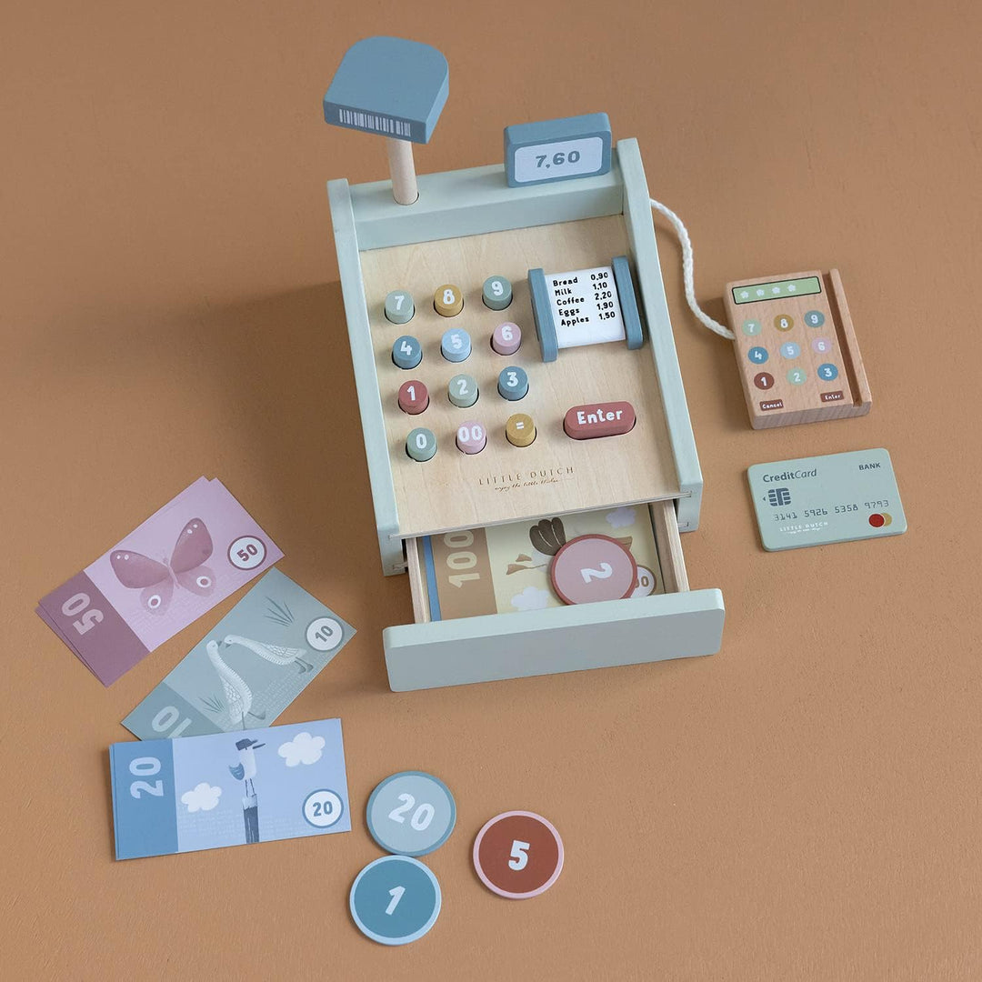 Little Dutch FSC Holz Spielkasse mit Scanner und Zubehör (Mint), Mint