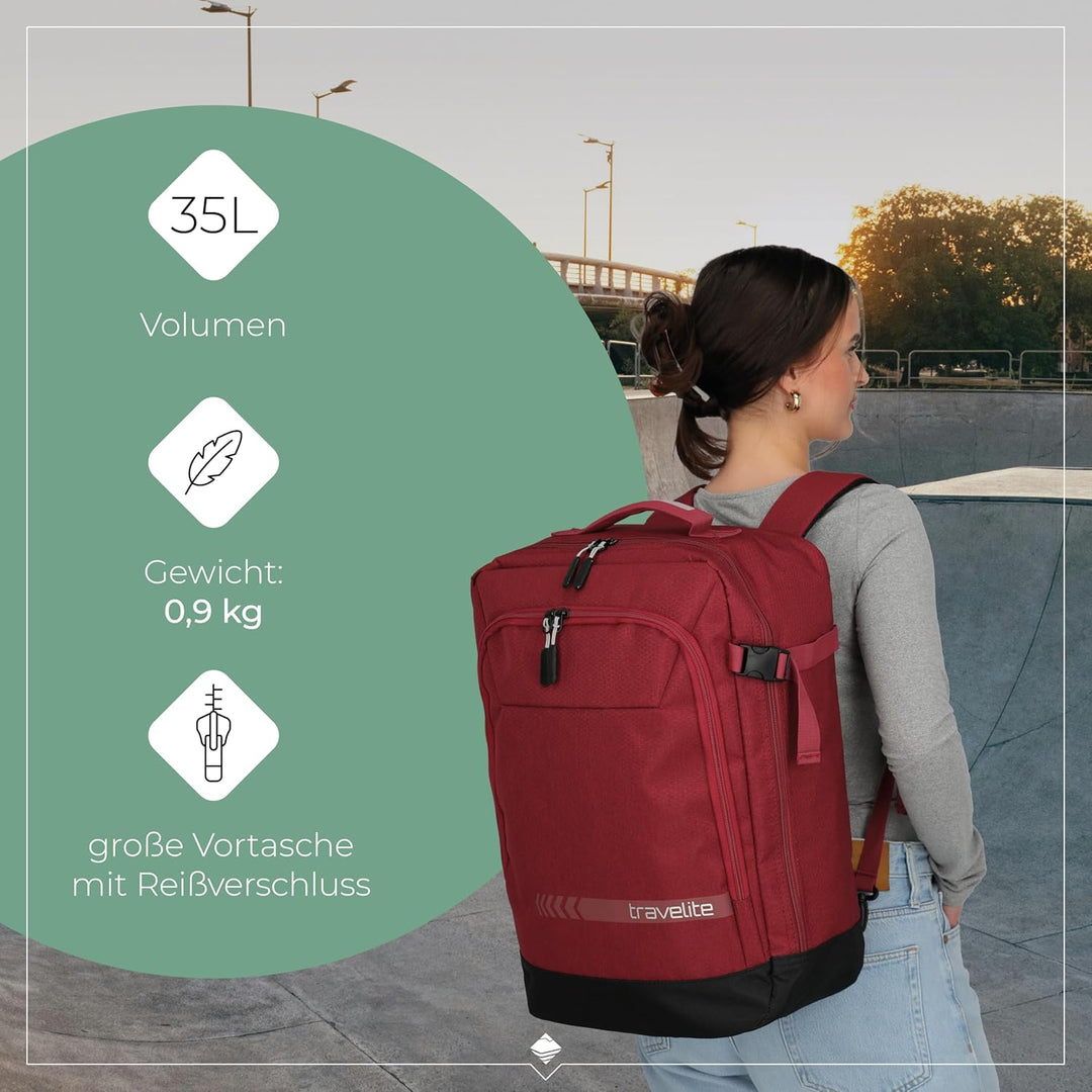 Travelite Handgepäck Rucksack/Tasche erfüllt IATA Bordgepäck Mass, Gepäck Serie Kick Off: Praktische