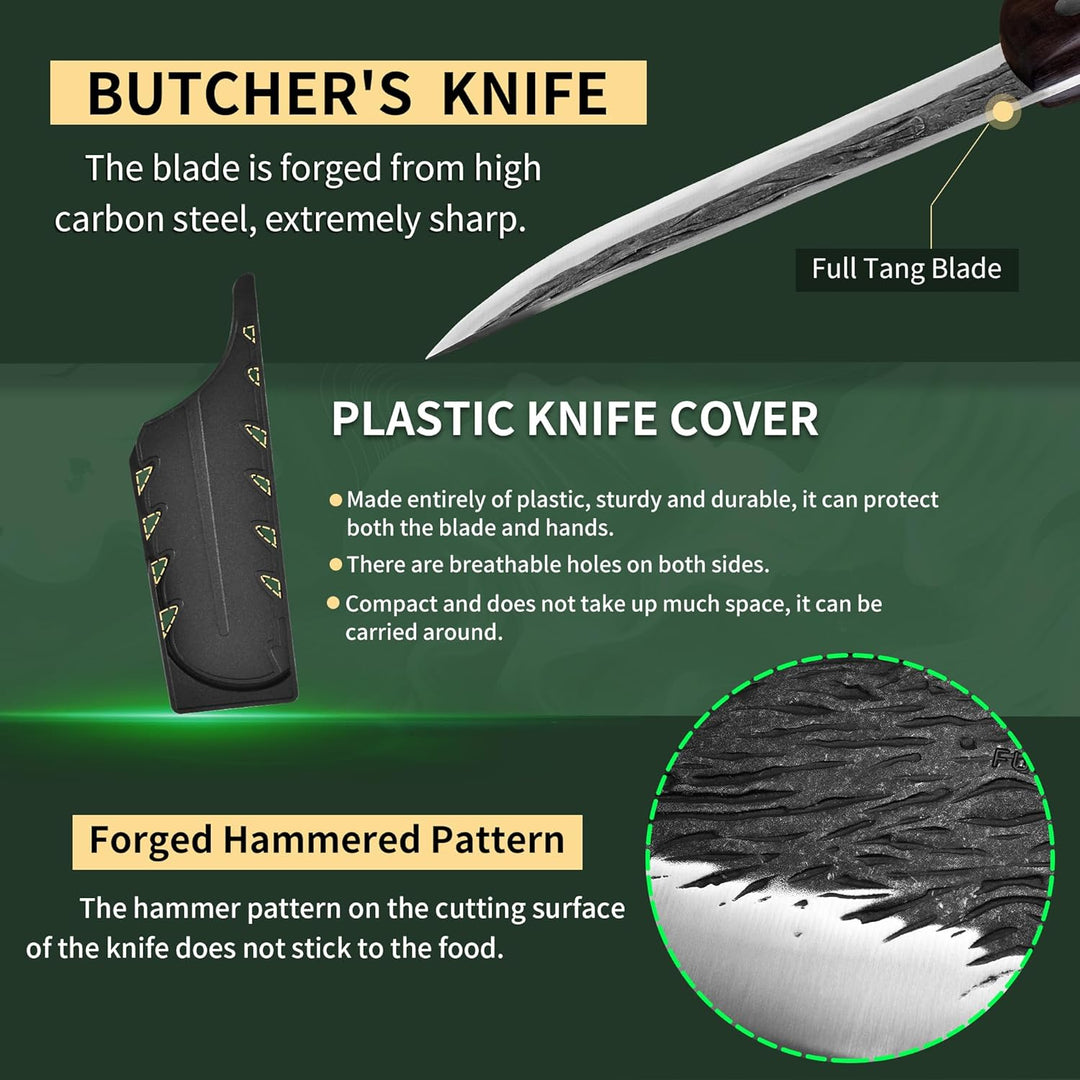 FULLHI Ausbeinmesser, Multi-Farben Griff Full Tang Küchenmesser, High Carbon Steel Carving Fishing D