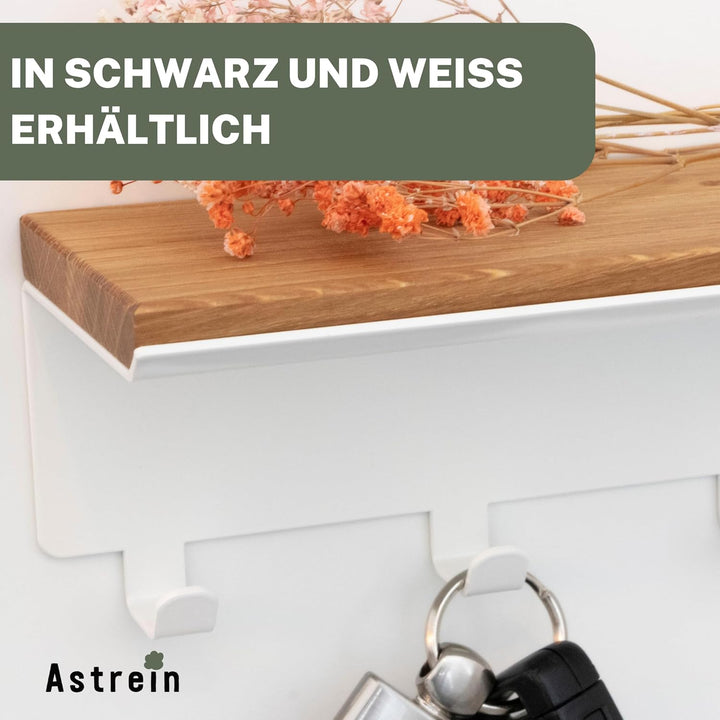 Astrein® | Schlüsselbrett mit 6 Haken | Schlüsselboard aus Holz | Eiche | Wandorganizer | Schlüsselk