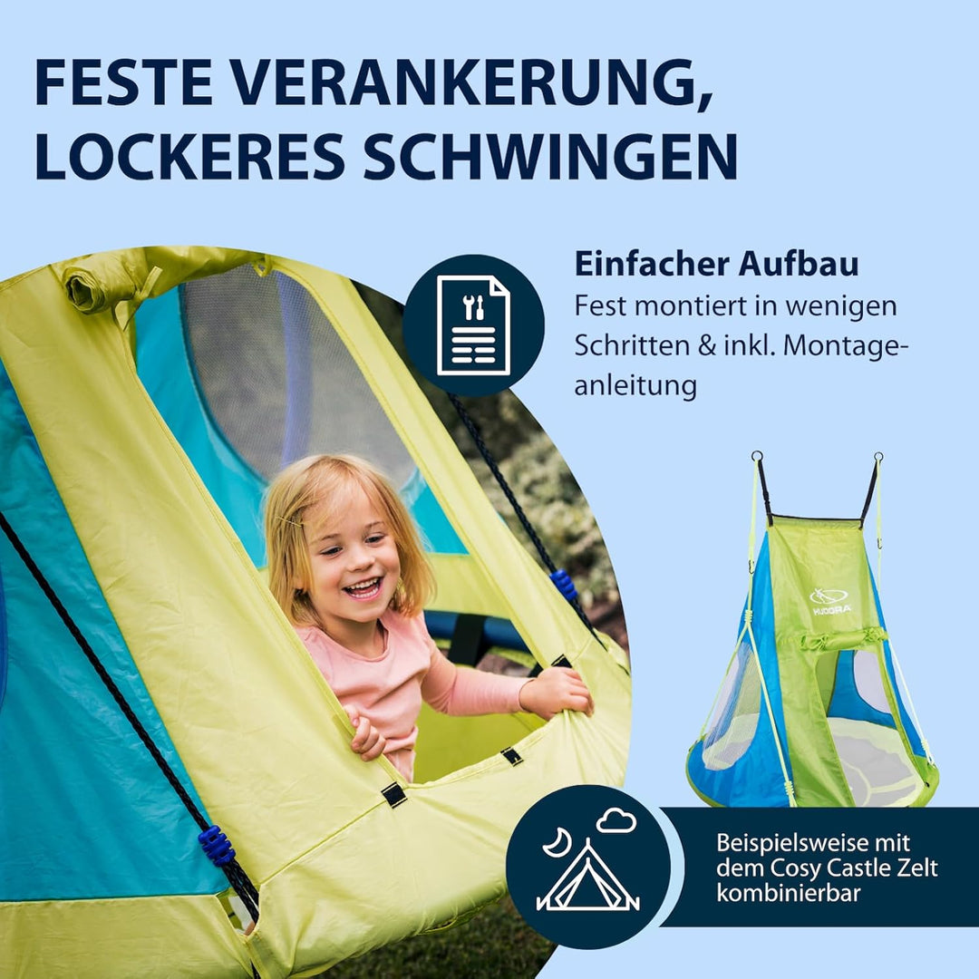 HUDORA Nestschaukel Aluminium, Belastbarkeit bis 120 kg, 120 cm, blau/gelb Blau/Gelb Single