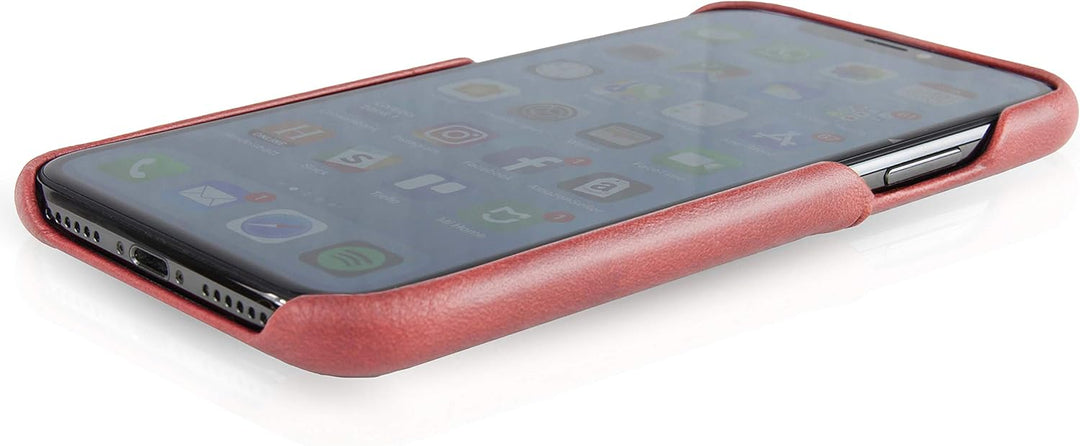 BULLAZO Menor Urban, Edle Hülle aus Leder mit Kartenfach, Kompatibel mit iPhone X 10 XS 10S, Koralle