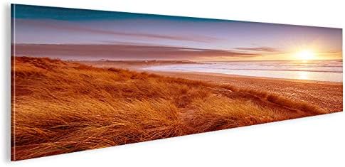 islandburner Bild Bilder auf Leinwand Dünen Nordsee Sonnenuntergang Panorama XXL Poster Leinwandbild