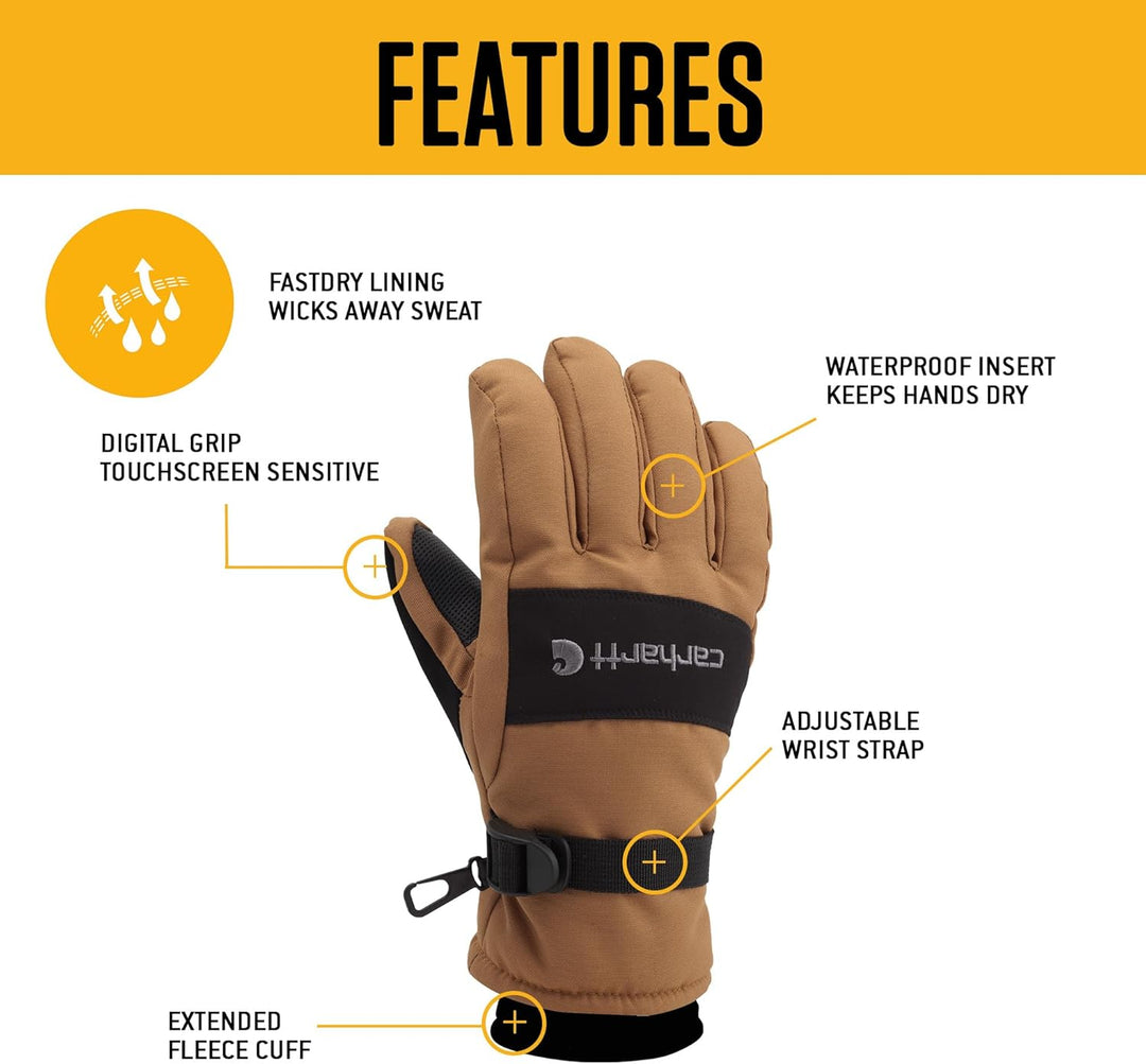Carhartt Herren Wp Wasserdichter, Isolierter Handschuh kaltes Wetter M (1er Pack) schwarz / grau, M