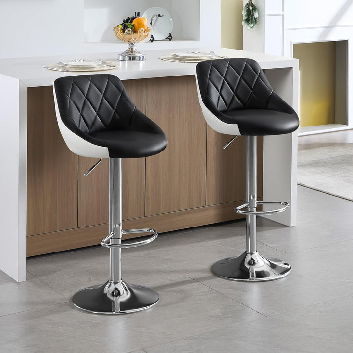 WOLTU BH30sz-2 Design 2 farbig Barhocker mit Griff 2er Set, stufenlose Höhenverstellung, verchromter