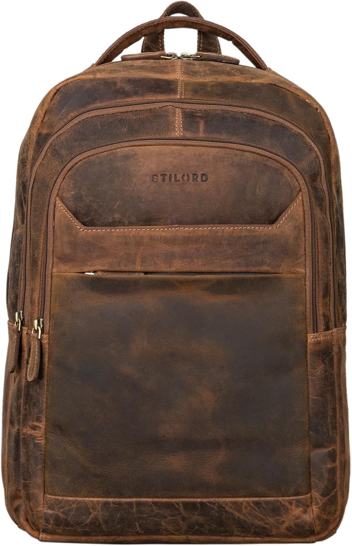 STILORD 'Keno' Leder Rucksack mit Laptopfach 15,6 Zoll Business Rucksack Herren und Damen Bürorucksa