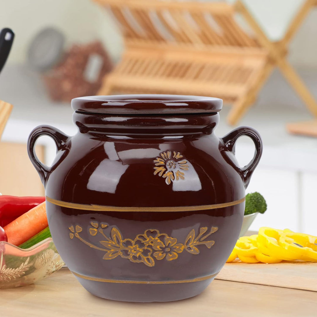 Angoily 3732298264 Горшочки Глиняные G?rtopf Keramik Sauerkrauttopf Gurkentopf mit Deckel Einlegetop