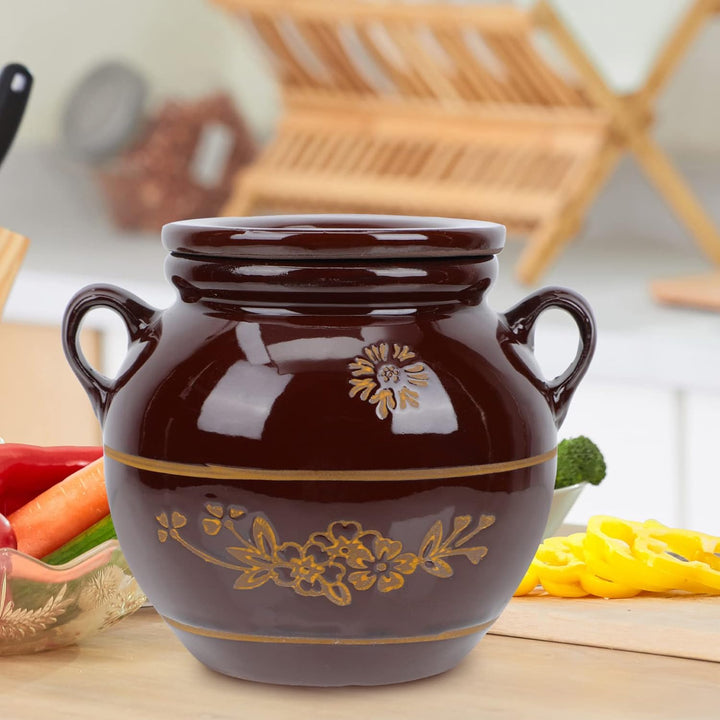 Angoily 3732298264 Горшочки Глиняные G?rtopf Keramik Sauerkrauttopf Gurkentopf mit Deckel Einlegetop