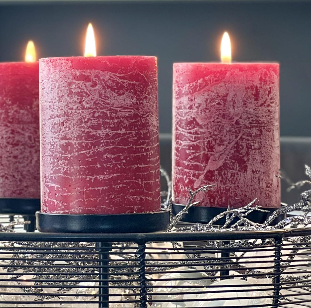 Brandsseller Stumpenkerze 4er Set 7x7,5 cm Weihnachtskerze Adventskranz Bordeaux 7 x 7,5cm | 4er-Set