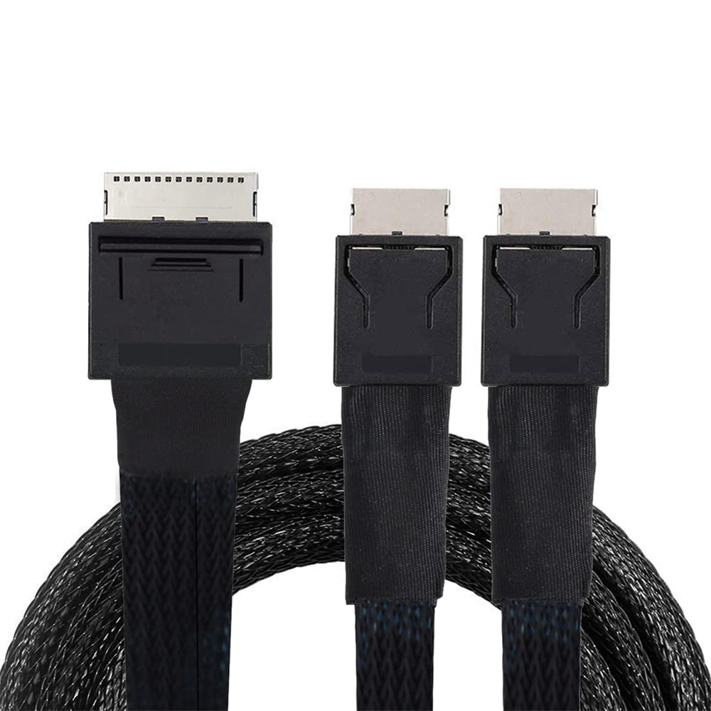 cablecc 50cm OCuLink PCIe PCI-Express SFF-8611 8x 8-Lane auf Dual SFF-8611 Oculink 4x SSD Daten Akti