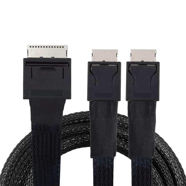 cablecc 50cm OCuLink PCIe PCI-Express SFF-8611 8x 8-Lane auf Dual SFF-8611 Oculink 4x SSD Daten Akti