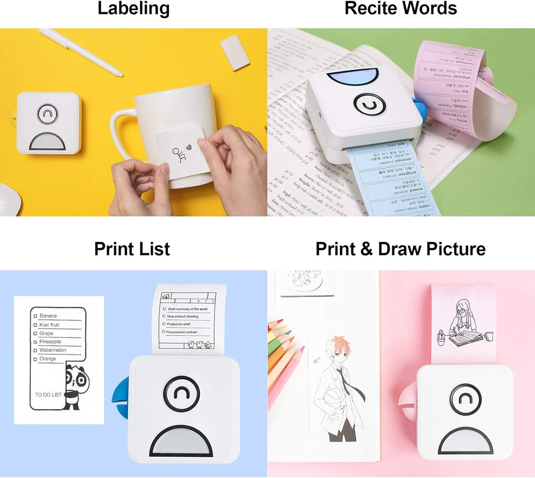 Bisofice Poooli Fotodrucker für Smartphone, Mini Fotodrucker mit 7 Rollen Thermopapier, Mini Drucker