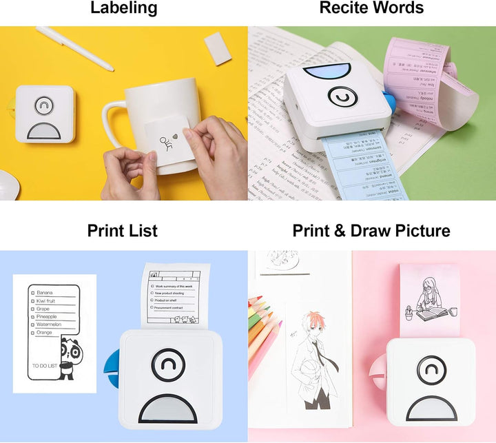 Bisofice Poooli Fotodrucker für Smartphone, Mini Fotodrucker mit 7 Rollen Thermopapier, Mini Drucker