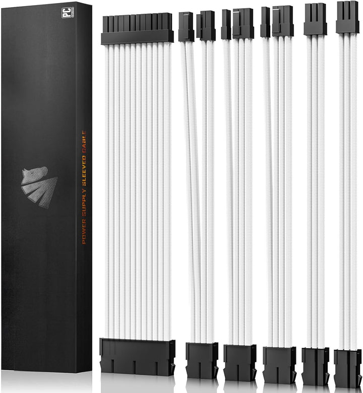 AsiaHorse PC Sleeved Cable Kit for GPU/CPU, 18AWG PSU Cable Extension, Power Supply Cable Extensions