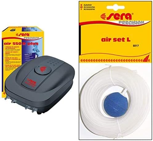 sera Bundle Luftpumpe bestehend aus Air 550R Plus elektronisch regelbar mit Air Set L fürs Aquarium