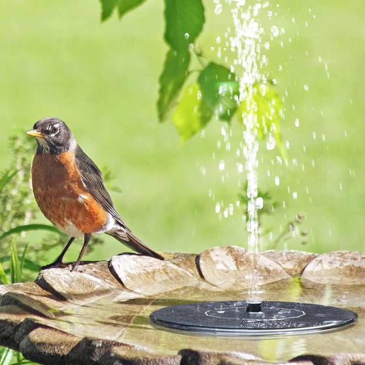 Solarbrunnen Wasser-Fontäne für draussen - 16 cm Schwimmende Solar Wasserpumpe mit 5 wechselbaren Au