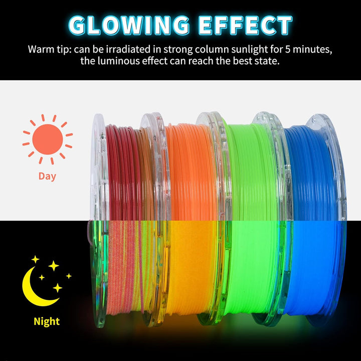 TRONXY 3D Drucker Filament Bundle, Glühen im dunklen Filament Gradient, Grün, Blau und Orange, PLA F
