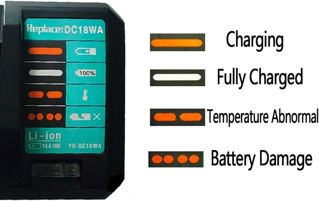 Aelcouth®Kompatibel Für Makita DC18WA Ladegerät 14,4V-18V G-Series Elektrowerkzeug 100V-240V 2.0A fü