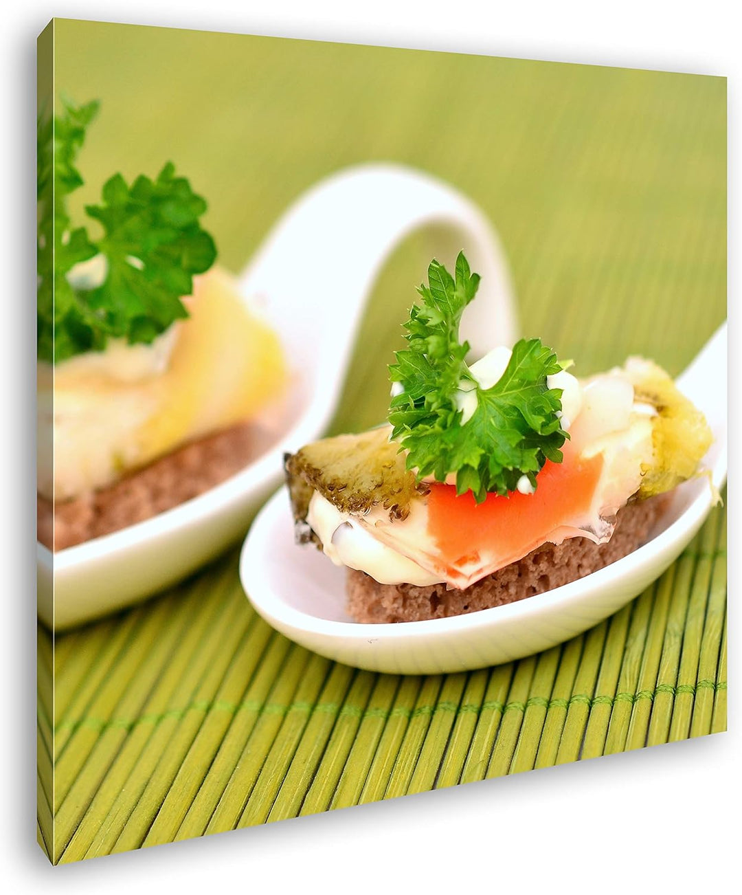 deyoli kreatives Essen im Format: 70x70 als Leinwandbild, Motiv fertig gerahmt auf Echtholzrahmen, H