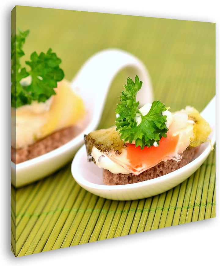 deyoli kreatives Essen im Format: 70x70 als Leinwandbild, Motiv fertig gerahmt auf Echtholzrahmen, H