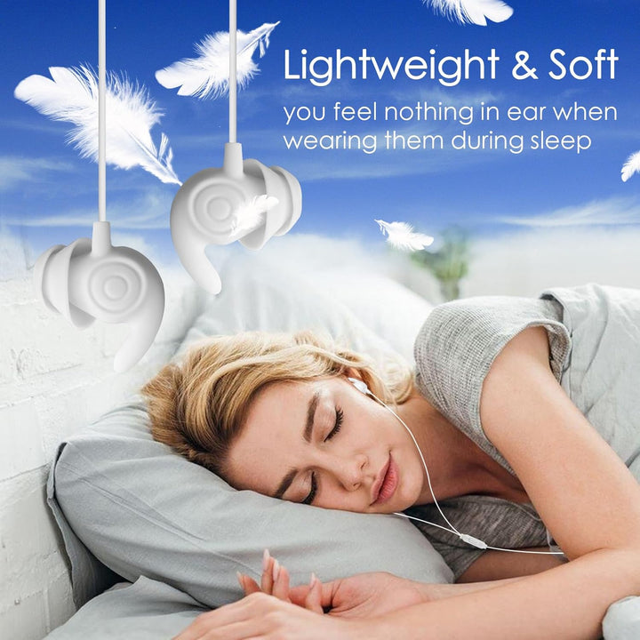 Hmusic Schlaf-Ohrstöpsel, kabelgebunden, Ultraleicht, weiches Silikon-Ohrstöpsel, 3,5 mm Kopfhörer m