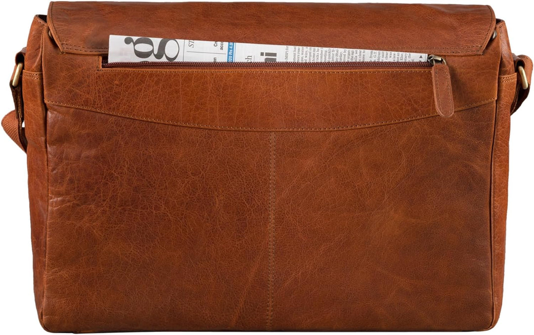 STILORD 'Rick' Schultertasche Leder für 15,6 Zoll Laptop Umhängetasche Aktentasche Bürotasche Unitas