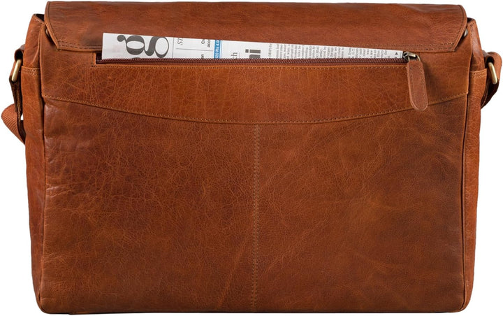 STILORD 'Rick' Schultertasche Leder für 15,6 Zoll Laptop Umhängetasche Aktentasche Bürotasche Unitas