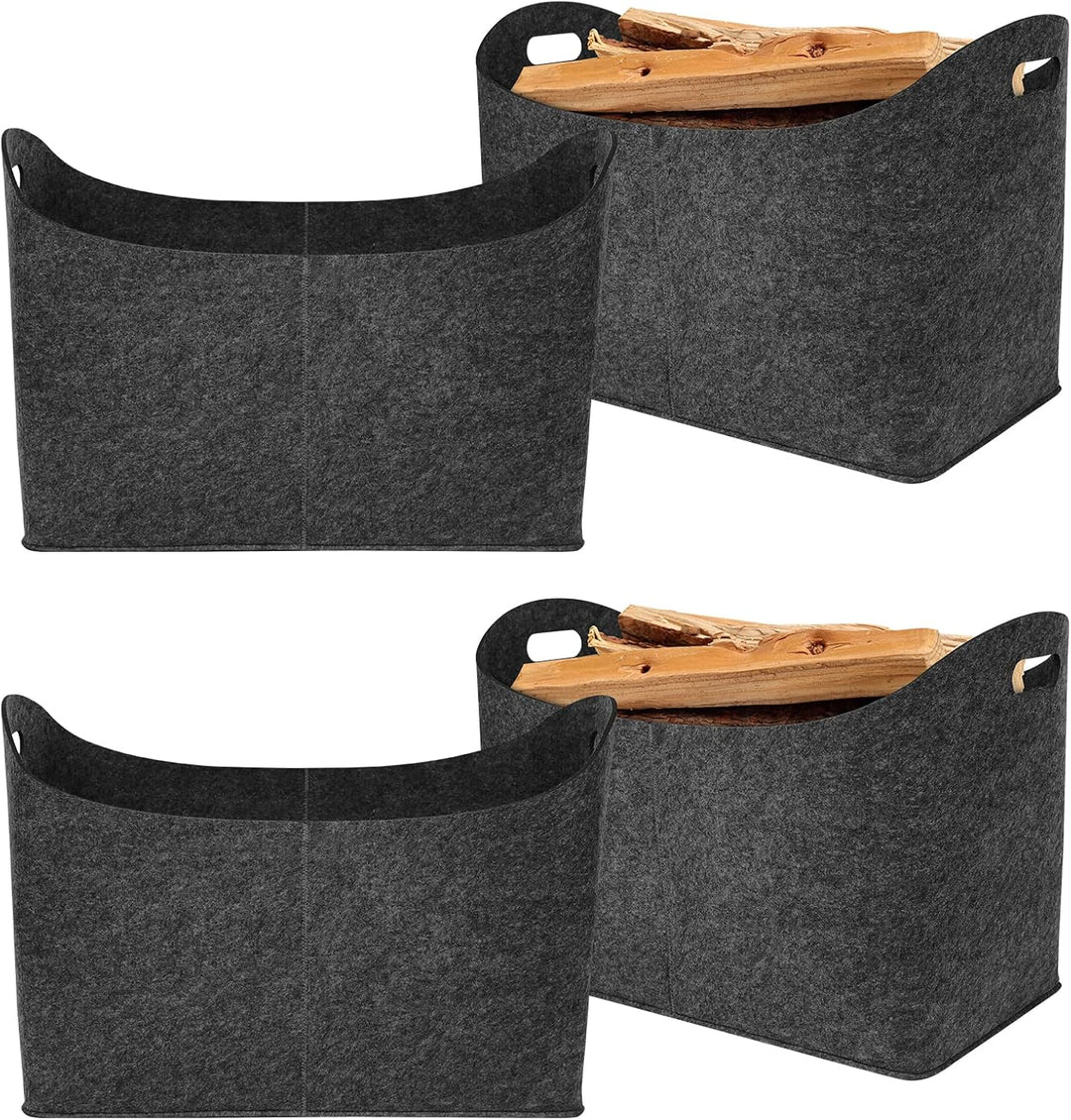 Yznahre Filztaschen, 4 Stück Faltbar Filztasche Kaminholz Kaminholztasche Filz, Filzkorb Filztaschen