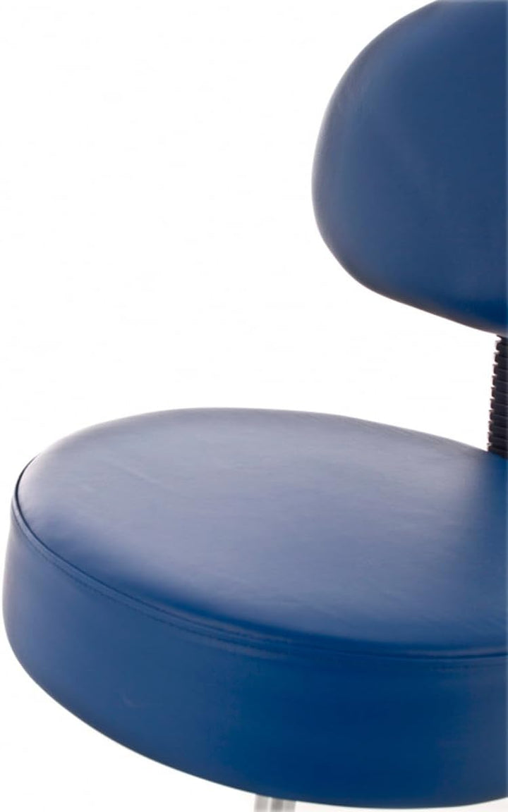 QUIRUMED Hocker mit Rückenlehne, Gaslift, mit 5 Rädern, Schwarze Farbe, hochdichte Kunstlederpolster