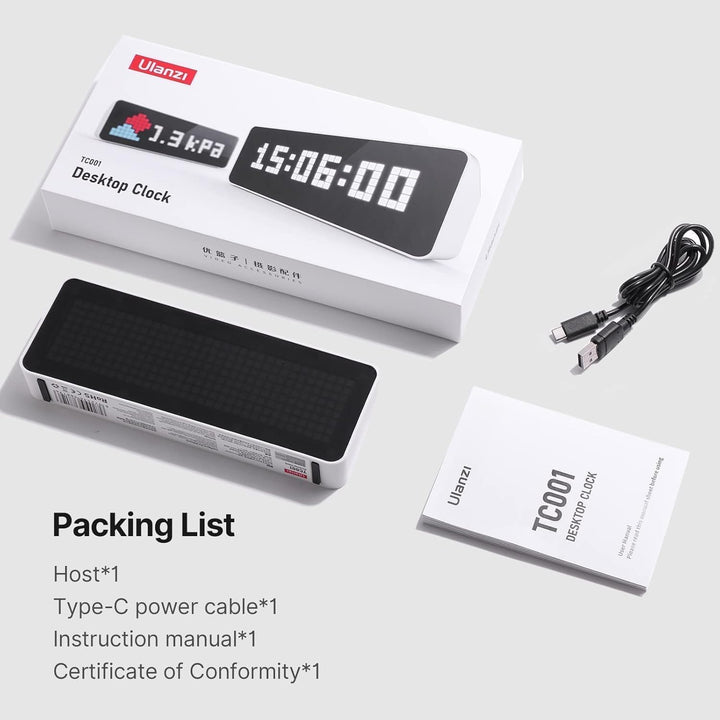 ULANZI TC001 Smart Pixel Clock, Social Media Counter, Digitaler Wecker mit Wetter, AWTRIX Simulator,