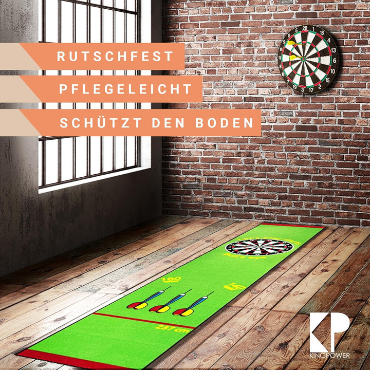 Kingpower Dartteppich mit Abwurflinie, Dart Zubehör mit Motiv, Dartmatte mit Oche, pflegeleichter Te