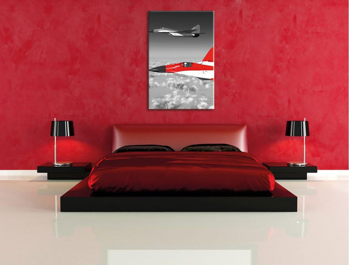 Pixxprint Zwei Kampfjets über den Wolken als Leinwandbild/Grösse: 100x70 cm/Wandbild/Kunstdruck/fert