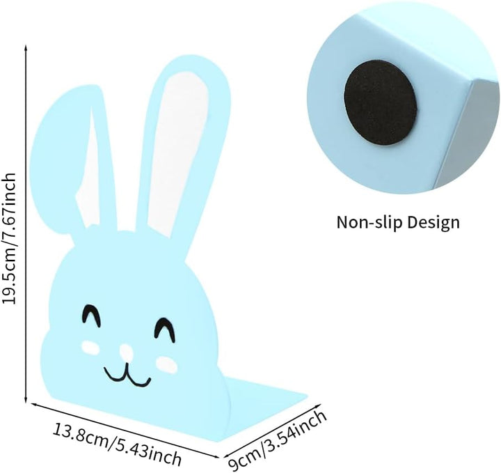 1 Paar niedliche Metall-Buchstützen, Cartoon-Tier-Hase, lange Ohren, rutschfest, Eisen, Buchstütze,