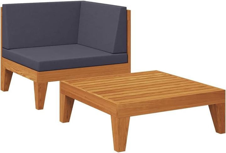 vidaXL Akazienholz Massiv Gartenmöbel 2-TLG. mit Auflagen Ecksofa Tisch Sofa Lounge Sitzgruppe Garte