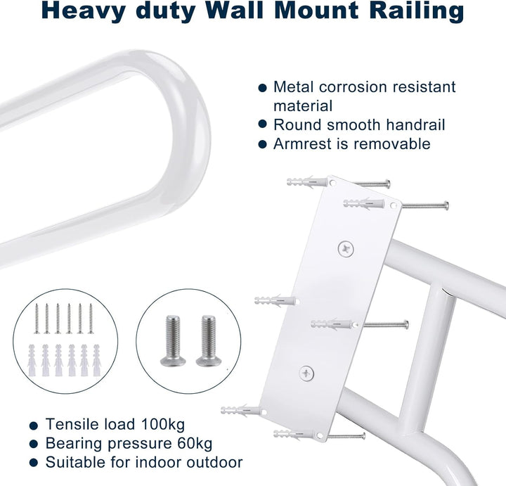 Treppe Handläufe, Edelstahl Treppengeländer Handlauf mit Beschlägen für 1-5 Stufen, Hochbelastbare H