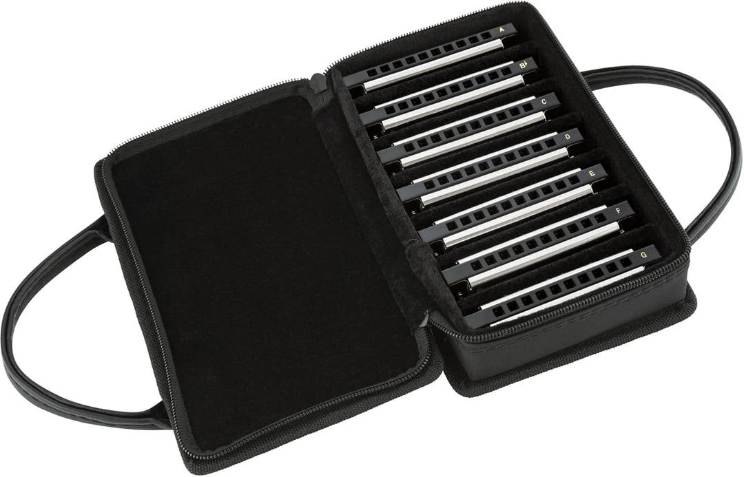 Fender Blues Deluxe Mundharmonika, 7er-Pack, mit Etui Einzelbett, Einzelbett