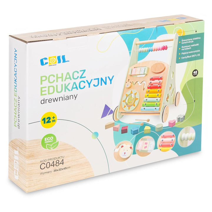 COIL Babywalker Lauflernwagen 3in1, Kinderwagen aus Holz, Lernspielzeug, ab 12 Monaten (Grün), grün