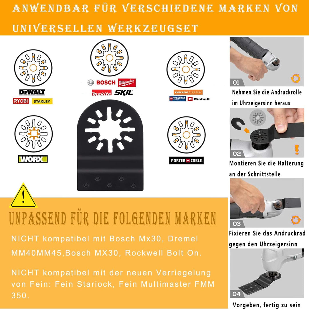 100 stk Sägeblatt Oszillierendes Zubehör Set Multifunktionswerkzeug Zubehör Set für Fein Multimaster