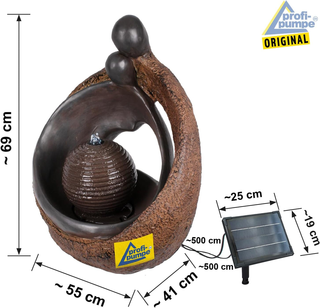 Solar Gartenbrunnen Brunnen Zierbrunnen Zimmerbrunnen Springbrunnen Brunnen mit LED-Licht, Wasserfal