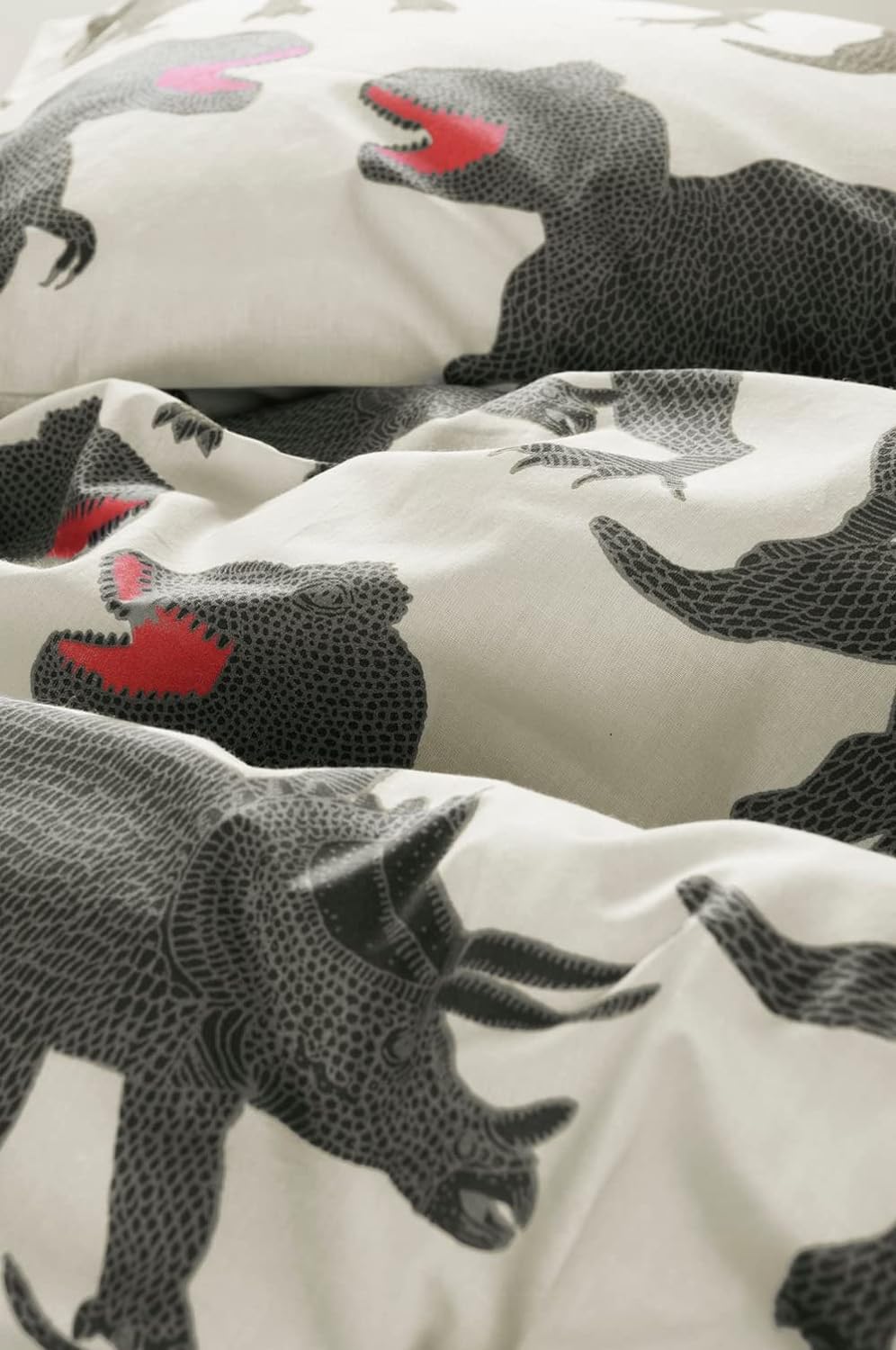 JOTEX Dino Mini Bettwäsche Baby, 2-teilig ‒ Bio-Qualität, Weiss/Schwarz