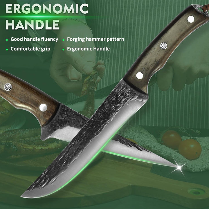 FULLHI 12pcs wood handle kitchen knife set (11pcs), 11pcs